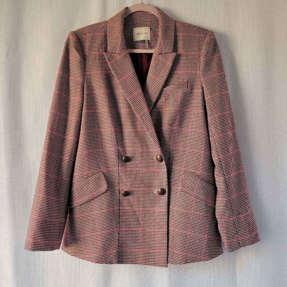 Court & Rowe women's double breasted houndstooth burgundy blazer size 8